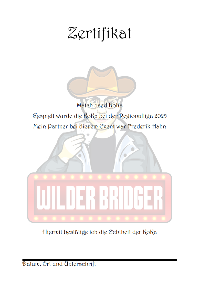 Wilder Bridger Konventionskarten ( Match Used ) von der Regionalliga 2025