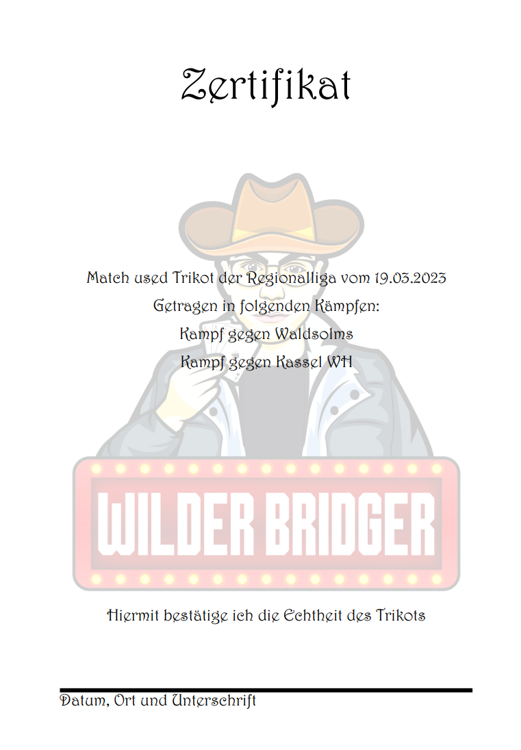 Originales Trikot ( Match Used ) der Regionalliga 2023 signiert